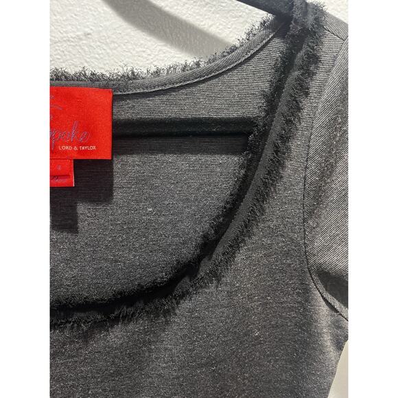 Z Spoke Zac Posen Mini Dress Bodycon Gray Jersey Stretch Fringe Witchy Goth SZ4 - Picture 4 of 10